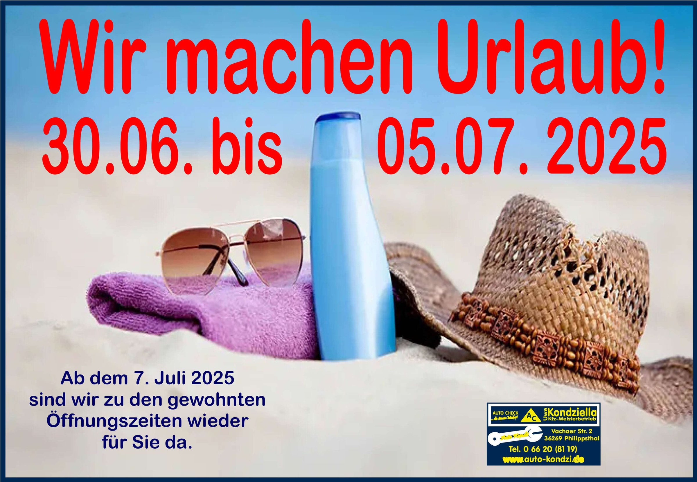 Bild für Sommerurlaub bei Auto Kondzi